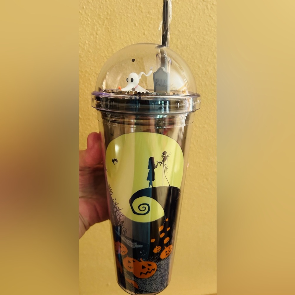 The Nightmare Before Christmas Glitter Dome Acrylic 24oz Travel Tumbler NWT